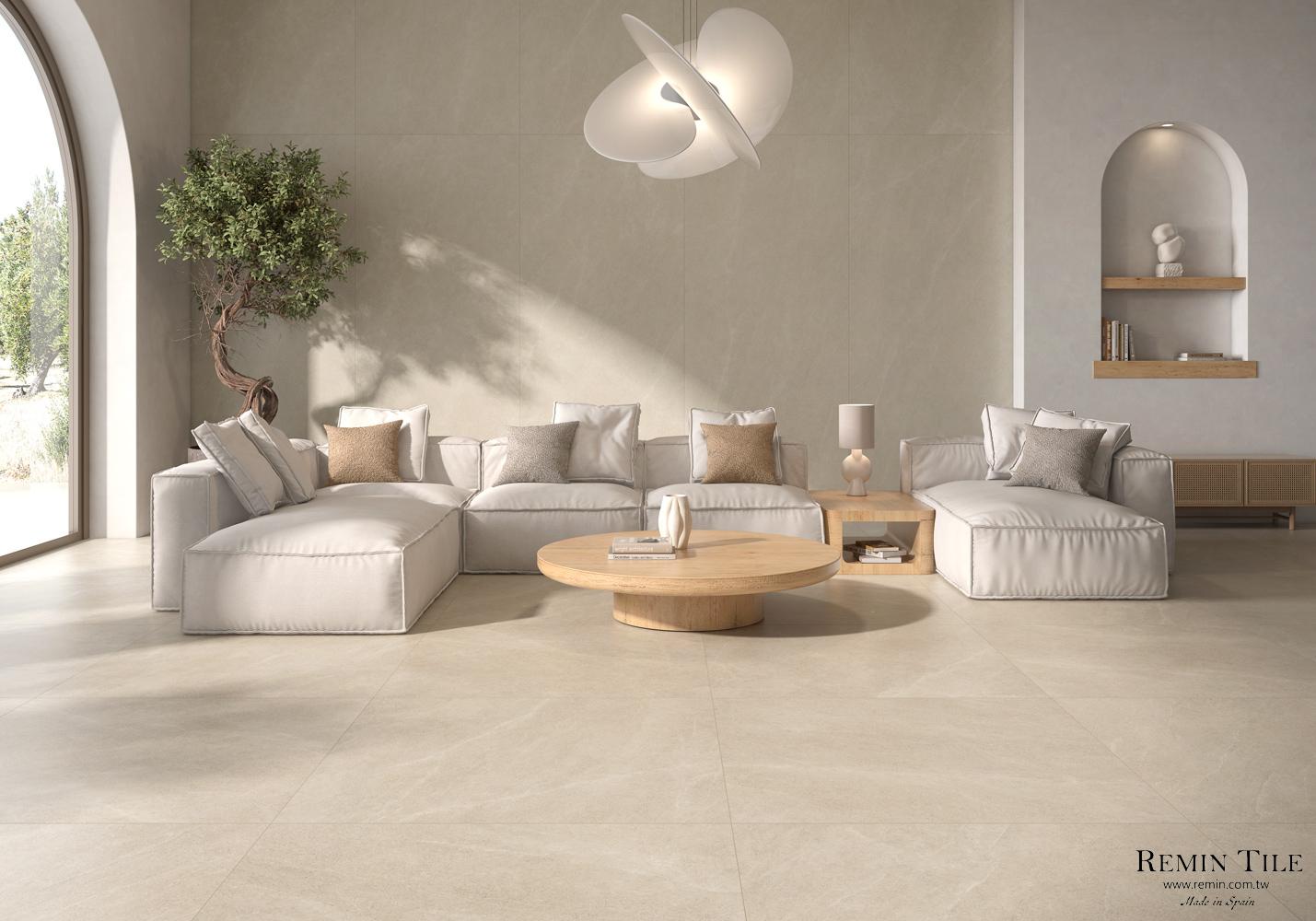 萊姆石薄大板 羅科 Riviere Beige Gris 120*280 0.6㎝ 羅科 Roca RIGATO 米色 客廳壁磚